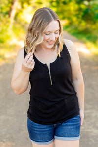 Mila Zipper Tank in Black