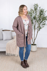 Brooks Button Sweater Cardigan in Light Mocha