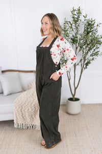 Corduroy Overalls in Olive