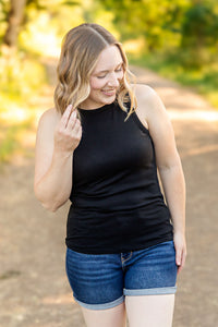Tara Ribbed Tank in Black