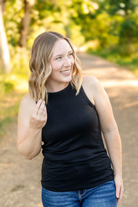 Tara Ribbed Tank in Black