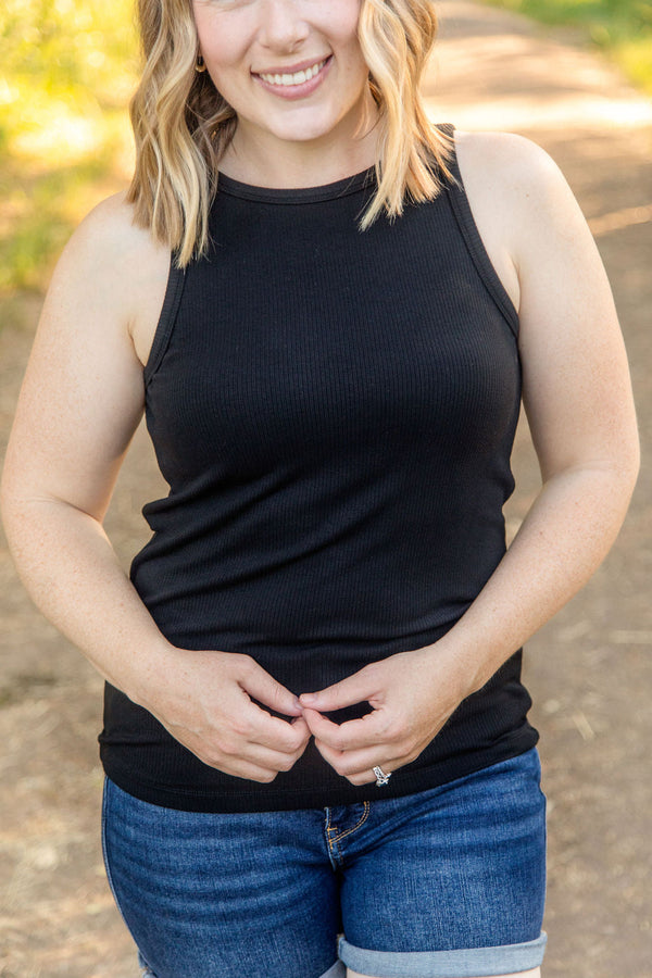 Tara Ribbed Tank in Black