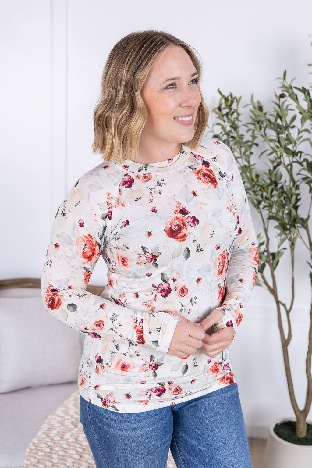 Blair Long Sleeve Top in Pink Bloom