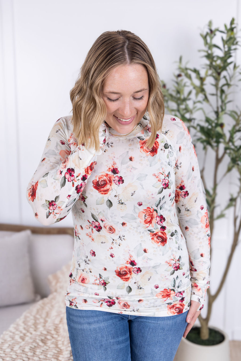 Blair Long Sleeve Top in Pink Bloom