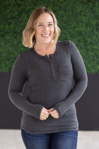 Georgia Long Sleeve Top in Charcoal