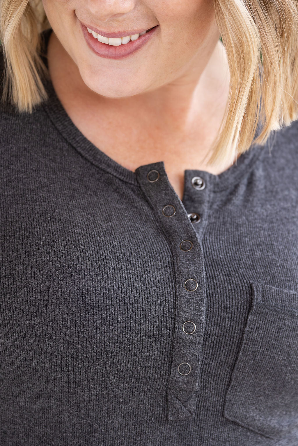 Georgia Long Sleeve Top in Charcoal