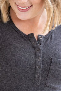 Georgia Long Sleeve Top in Charcoal