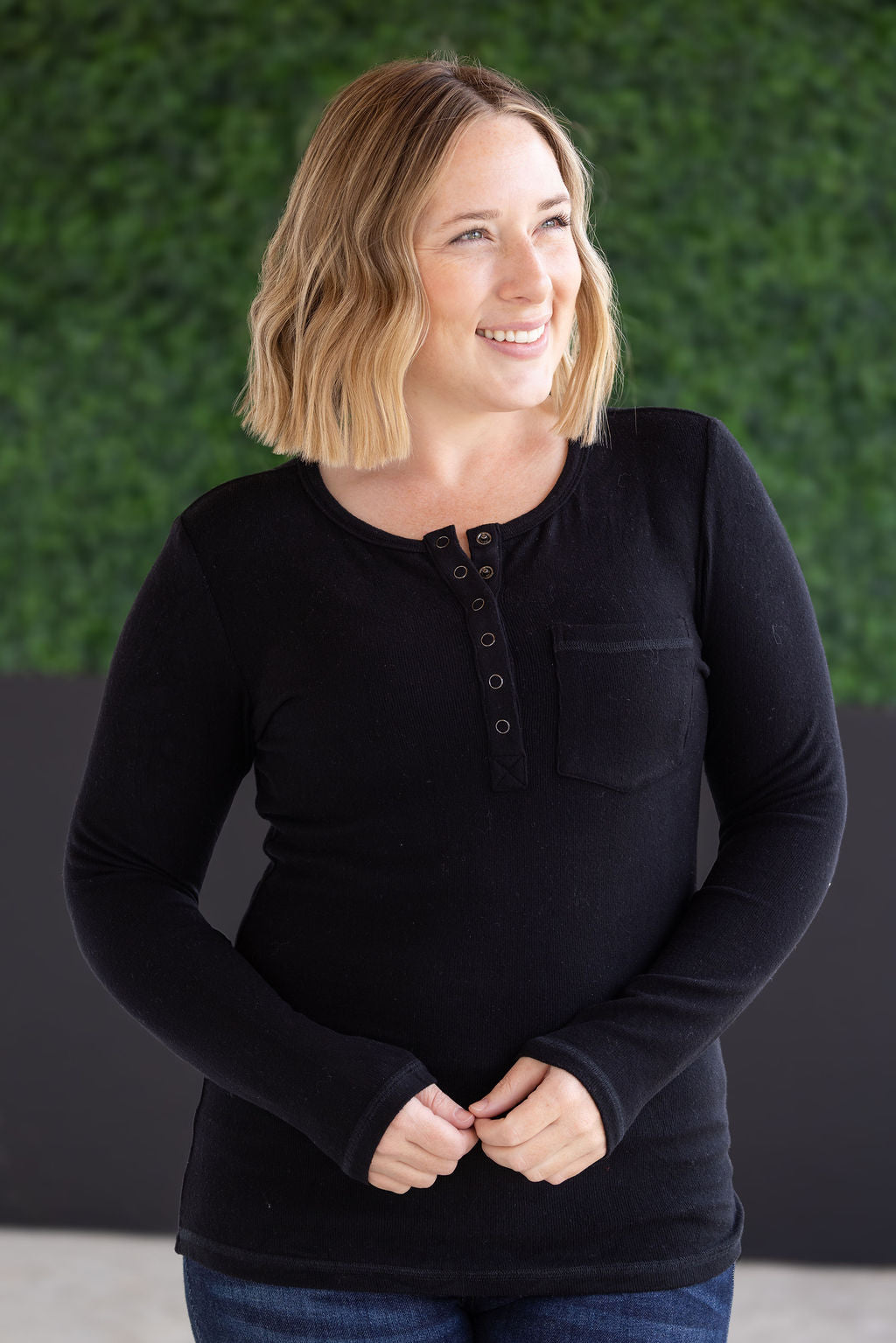 Georgia Long Sleeve Top in Black