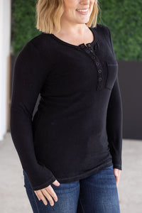 Georgia Long Sleeve Top in Black