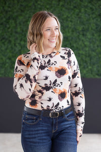 Blair Long Sleeve Top in Neutral Abstract