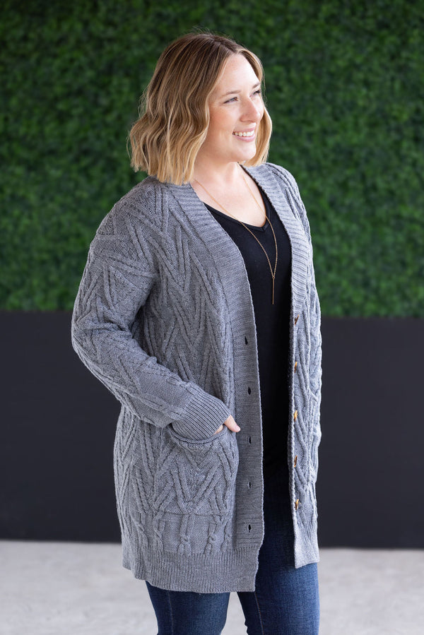 grey open front cardigan 
