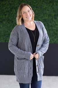 Brooks Button Sweater Cardigan in Grey