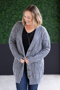 Brooks Button Sweater Cardigan in Grey