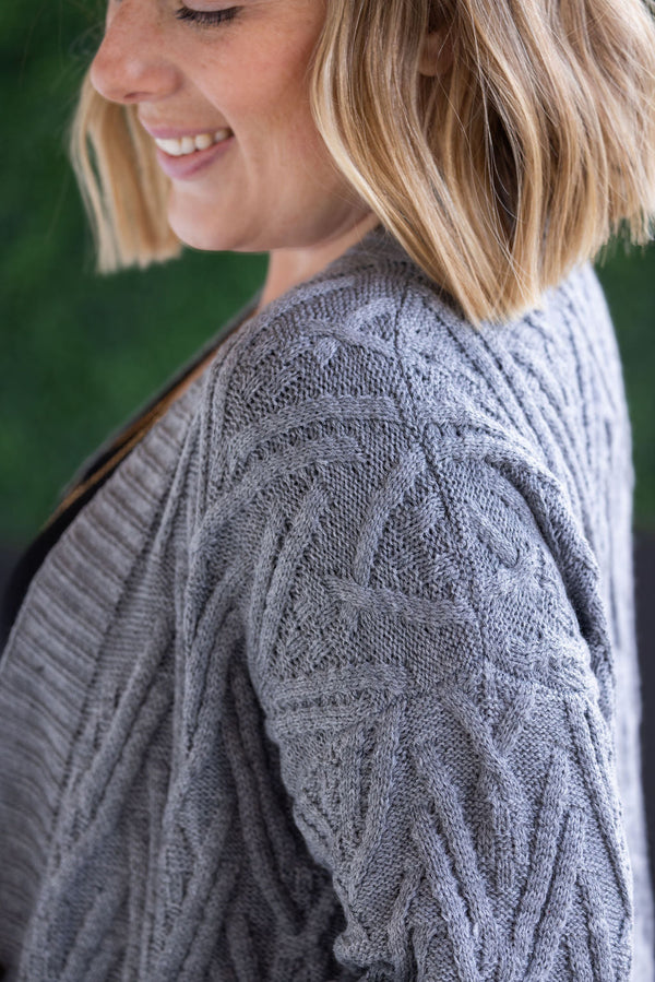 Brooks Button Sweater Cardigan in Grey