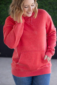 Vintage Wash Pocket Pullover in Red