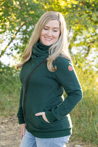 Quinn Zip Up Cowl in Evergreen