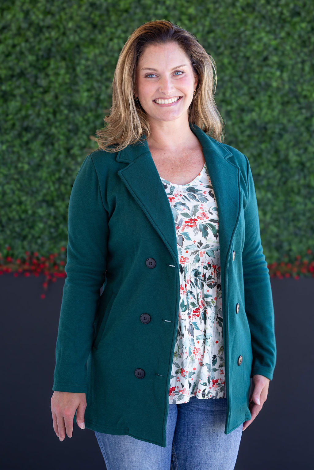 Scarlett Sweater Jacket in Hunter Green