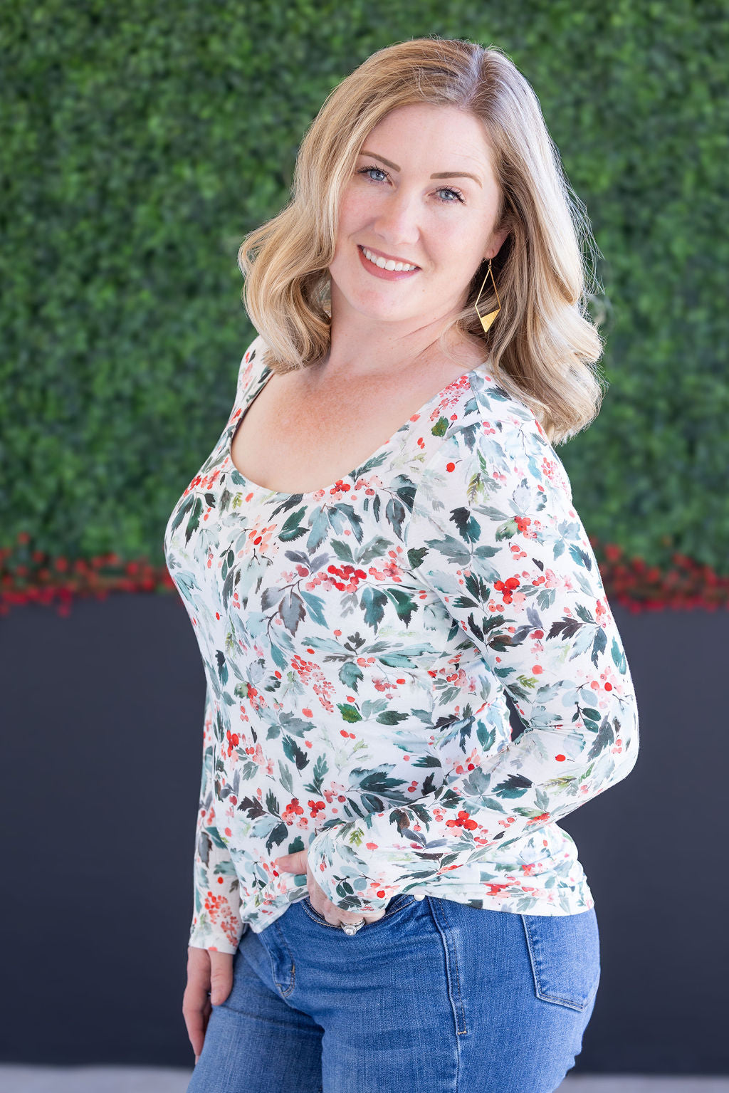 Alyssa Long Sleeve Top in Winter Berry