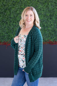 Dalilah Dot Cardigan in Forest Green