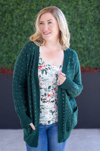 Dalilah Dot Cardigan in Forest Green