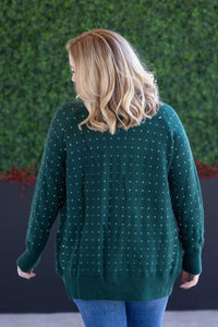 Dalilah Dot Cardigan in Forest Green