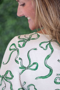 Alyssa Long Sleeve Top in Green Ribbons