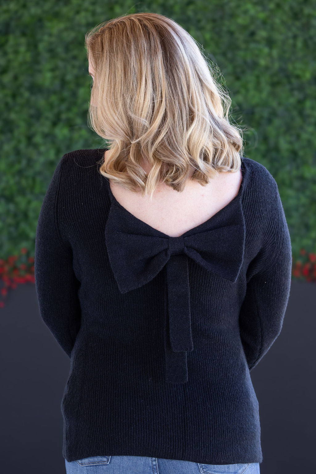 Bridget Back Bow Sweater in Black