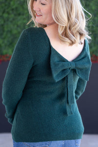Bridget Back Bow Sweater in Hunter Green