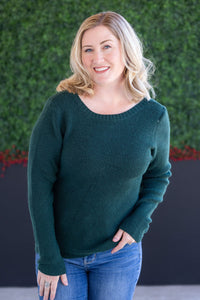 Bridget Back Bow Sweater in Hunter Green