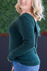 Bridget Back Bow Sweater in Hunter Green
