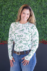 Blair Long Sleeve Top in Green Ribbons