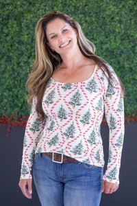 Alyssa Long Sleeve Top  Candy Cane Lane