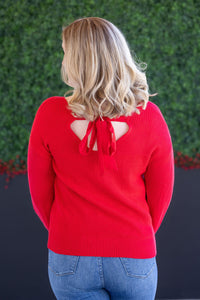 Bethany Bow Knit Sweater in Red