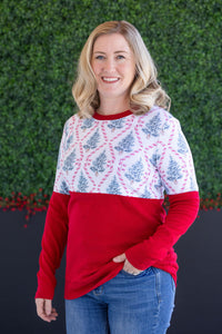 Natalie Pullover in Candy Cane Lane and Red