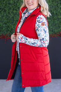 Harlow Long Vest in Red