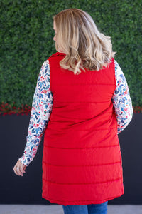 Harlow Long Vest in Red