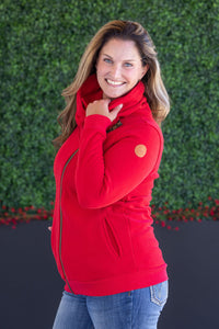 Quinn ZipUp Cowl in Red