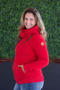 Quinn ZipUp Cowl in Red