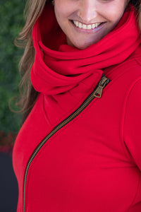 Quinn ZipUp Cowl in Red