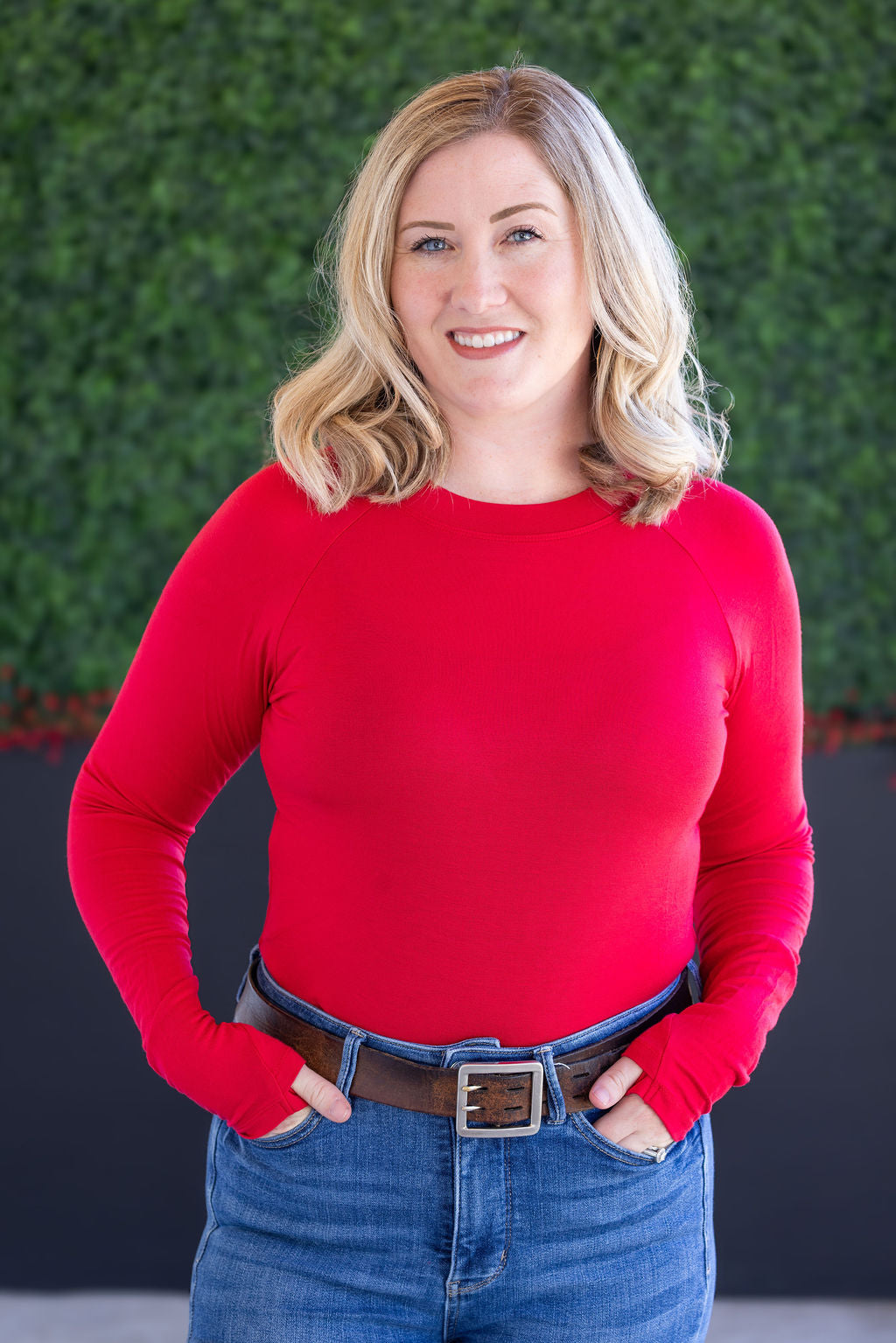 Blair Long Sleeve Top in Red