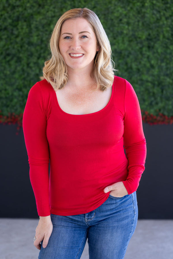Alyssa Long Sleeve Top in Red