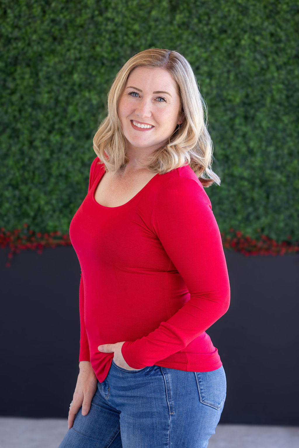 Alyssa Long Sleeve Top in Red