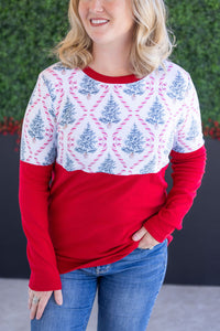 Natalie Pullover in Candy Cane Lane and Red