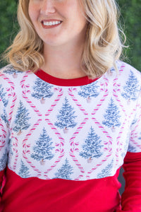 Natalie Pullover in Candy Cane Lane and Red