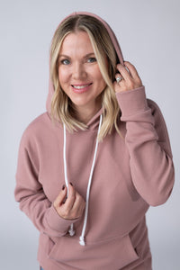 Kacey Ribbed Hoodie in Rose