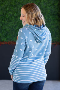 Hailey Pullover Hoodie in Teal Ribbons and Stripes