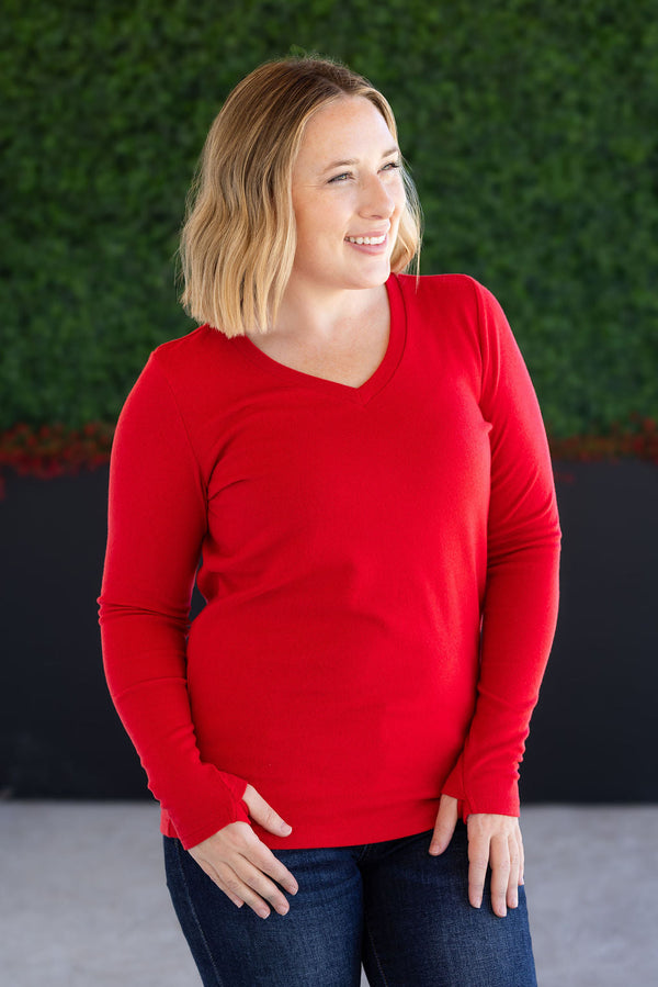 Leah Long Sleeve Top in Red