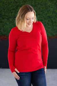 Leah Long Sleeve Top in Red