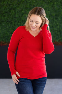 Leah Long Sleeve Top in Red