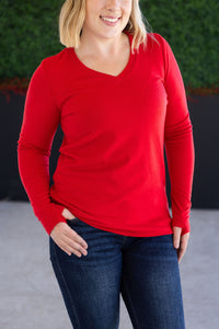 Leah Long Sleeve Top in Red